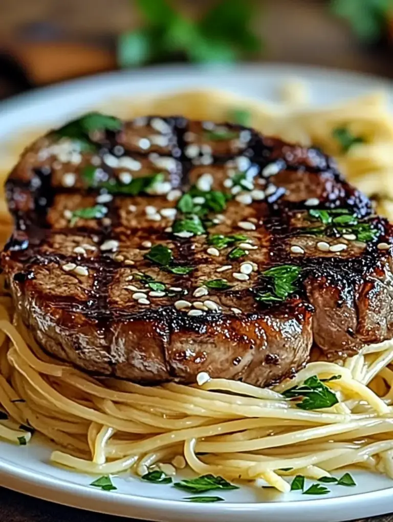 Saftige Honig-Knoblauch-Steaks mit Pasta für Genießer