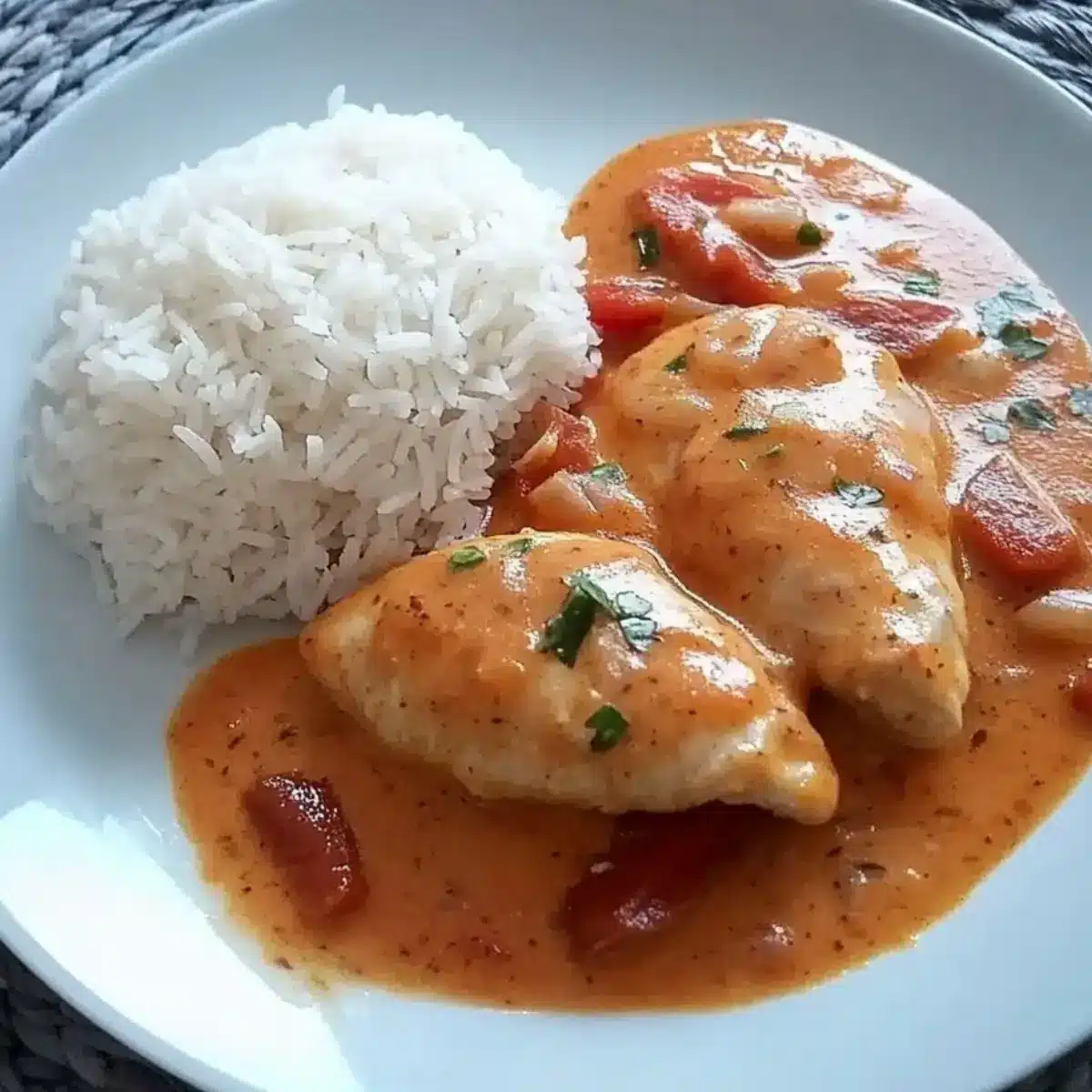 Hyhnchenfilets in Tomaten Frischkysesauce