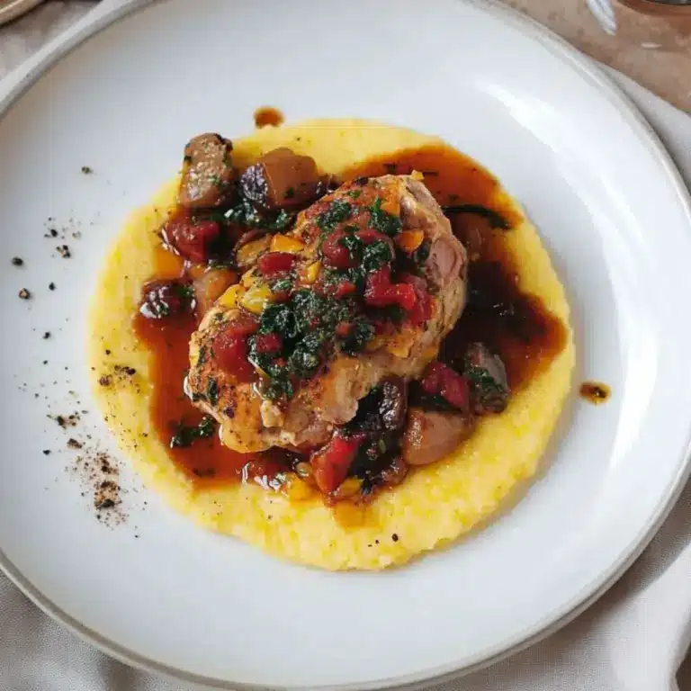 Hühnerbrust auf Paprikaletscho und Polenta