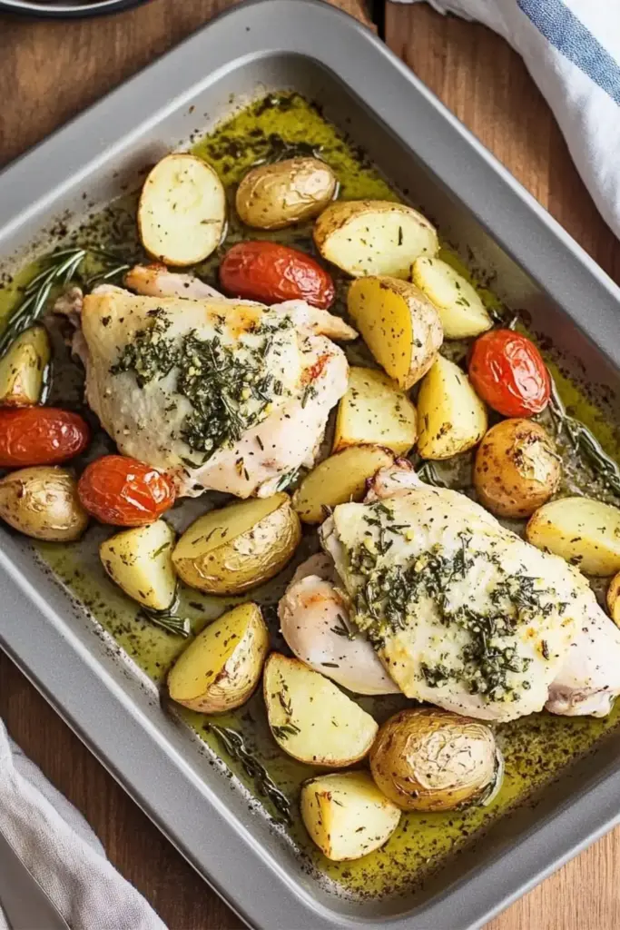 Mediterranes Ofenhähnchen Mit Rosmarinkartoffeln