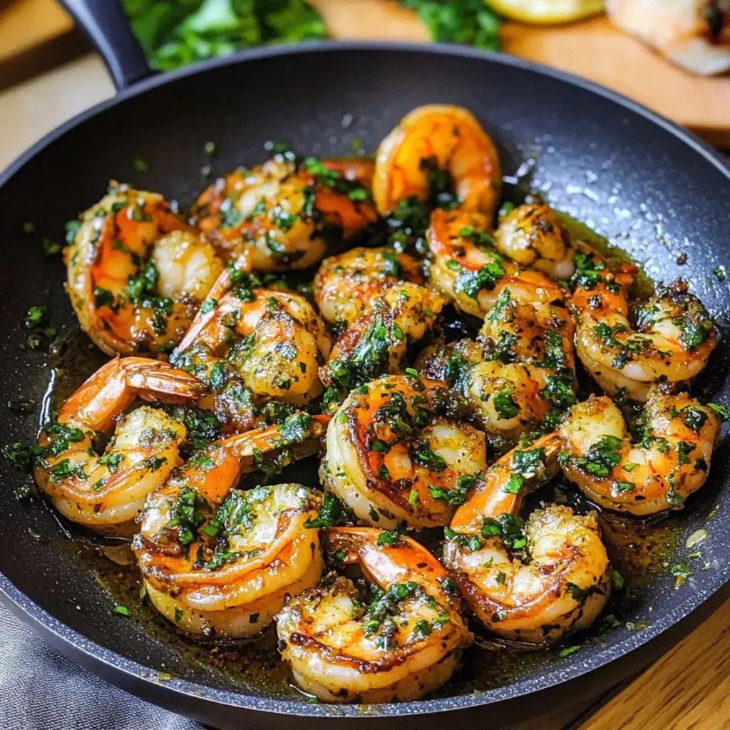 Einfaches Pfanne-gebratenes Chimichurri-Garnelen Rezept
