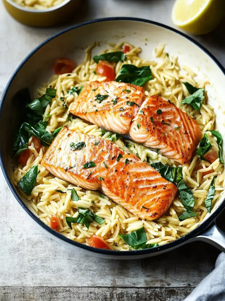 Ein Pfannenlachs mit Zitronen-Orzo – Einfaches, leckeres Gericht