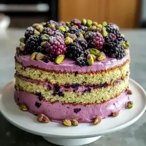 Pistazien- und Brombeer-Olivenölkuchen