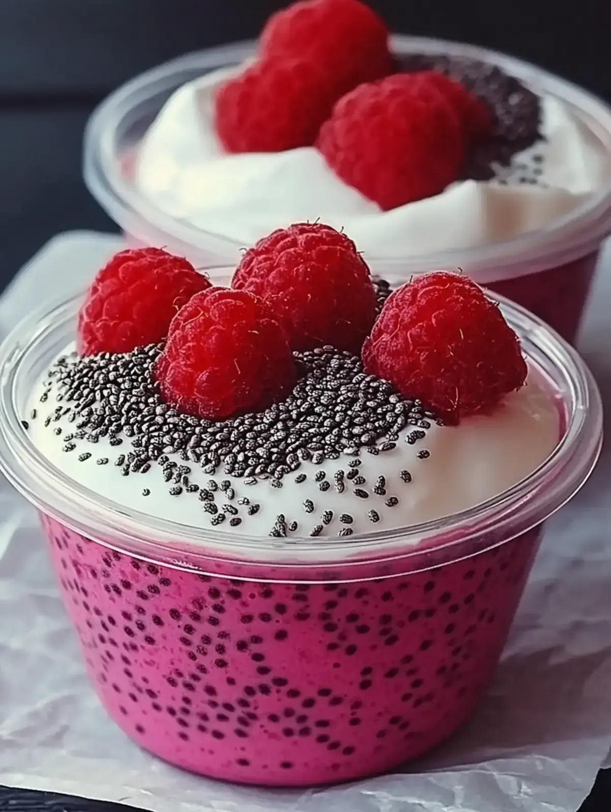 Proteinreicher Himbeer Chia Pudding