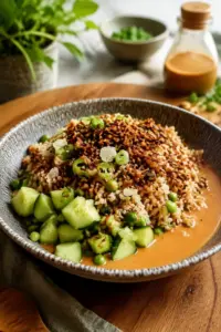 Knuspriger Satay-Reis-Salat