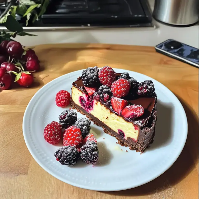 Irresistibler Schokoladen-Beeren-Cheesecake mit Apfelmus