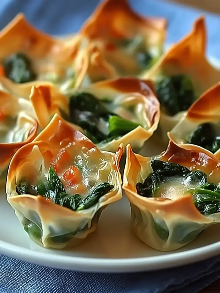 Knusprige Spinat und Artischocken Wonton Cups für Genießer