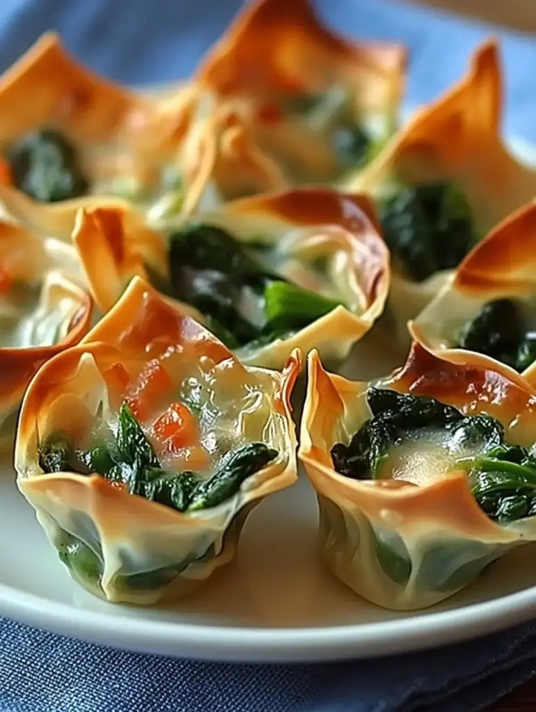 Knusprige Spinat und Artischocken Wonton Cups für Genießer