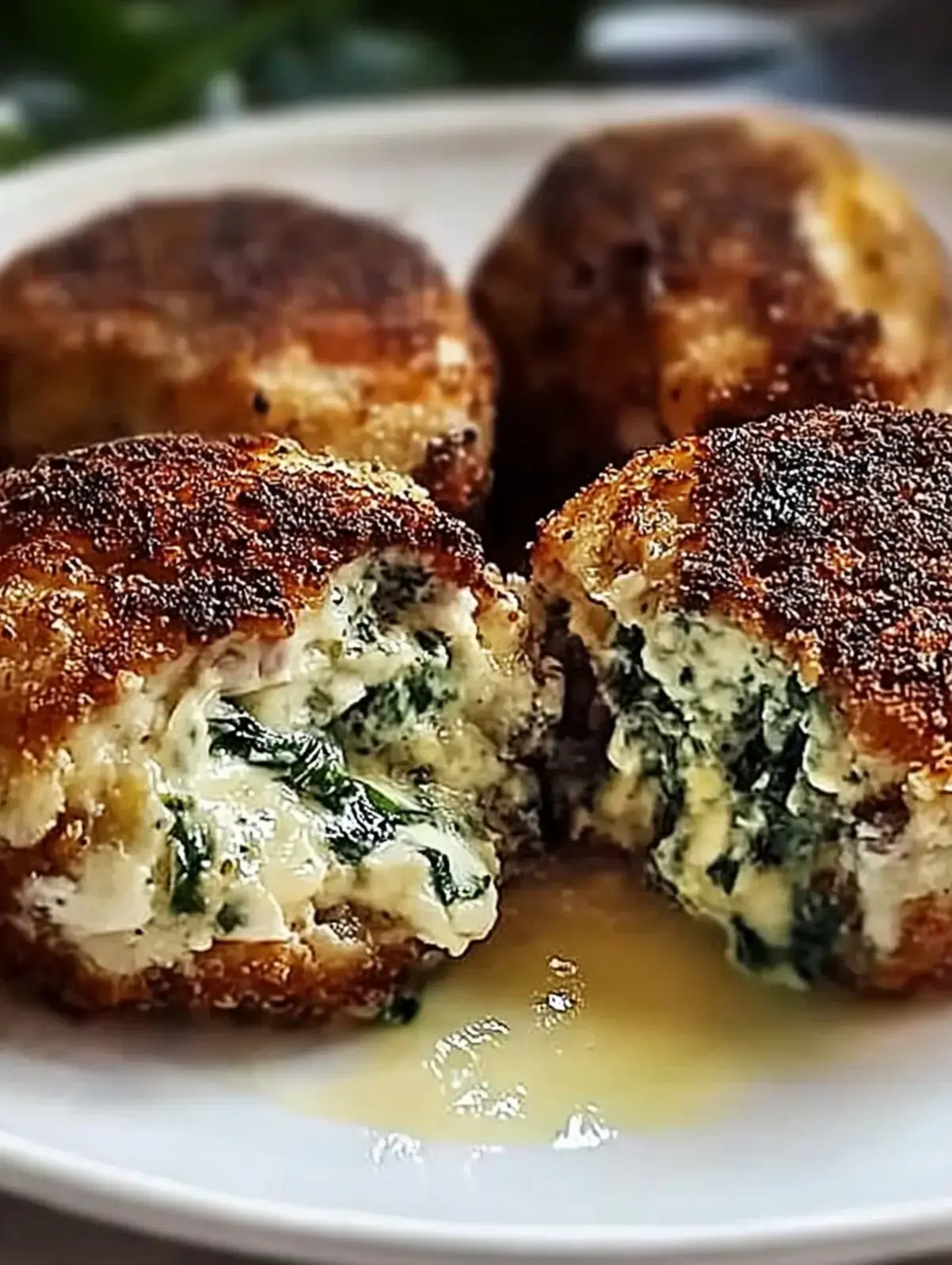 Spinat Knoblauch Frikadellen mit Mozzarella Kern