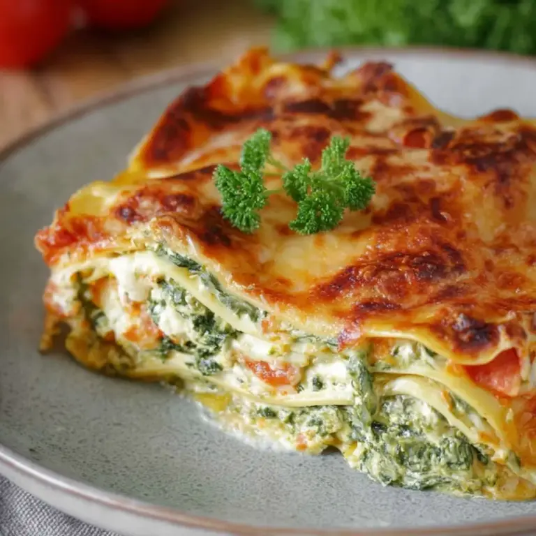 Spinatlasagne mit Feta und Tomaten