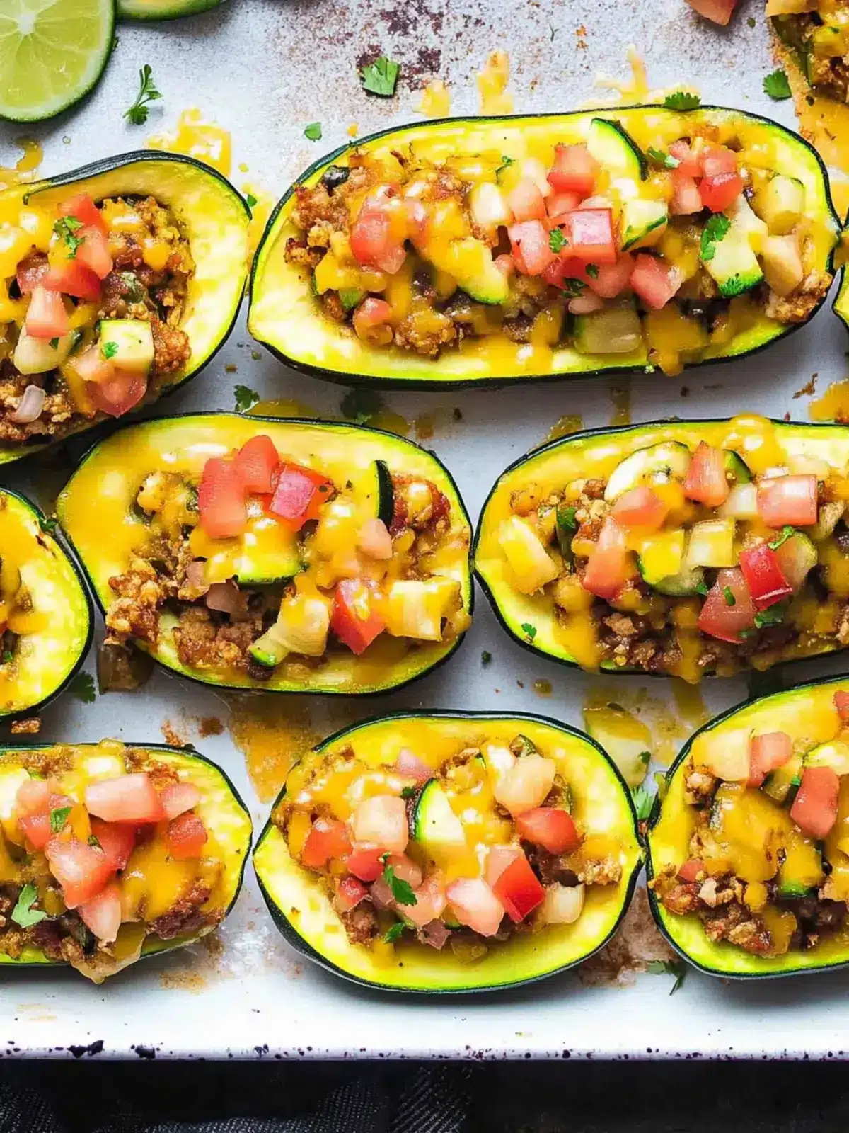 Taco gefyllte Zucchini Boote