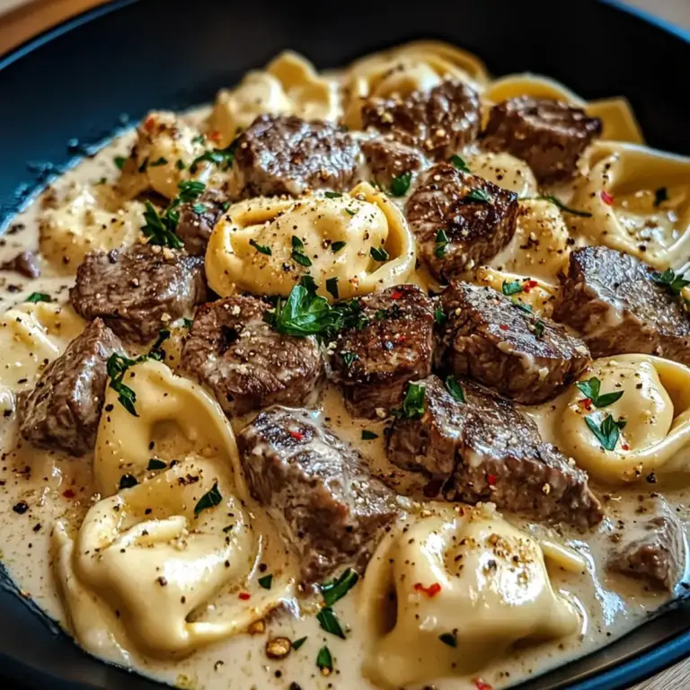 Zerdrückte Knoblauch-Steak-Tortellini in Sahnesauce – Einfache Glücklichmacher